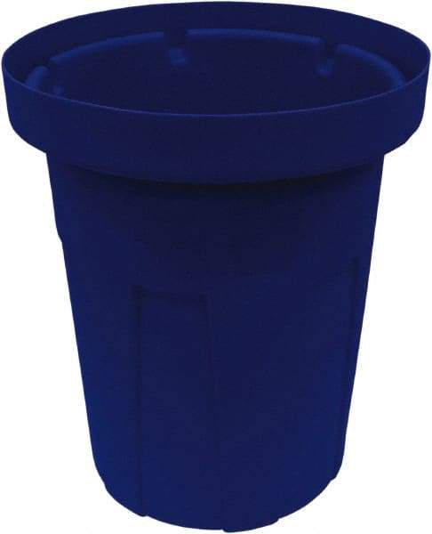 Made in USA - 55 Gal Blue Round Trash Can - Polyethylene, None Graphic, Lid Not Included - Industrial Tool & Supply