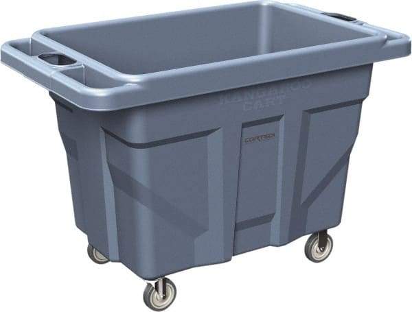 Made in USA - 1,000 Lb Load Capacity, 18.67 Cu Ft, 15 Bushels, 0.67 Cu Yd, Polyethylene Delivery Cart - 53" Wide x 31" Long x 38" High, Blue - Industrial Tool & Supply