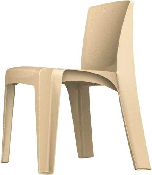 Made in USA - Polyethylene Buff Stacking Chair - Tan Frame, 21" Wide x 21" Deep x 30" High - Industrial Tool & Supply