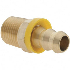 Value Collection - 1/2" ID 1/2 NPTF Barbed Push On Male Connector - Brass - Industrial Tool & Supply