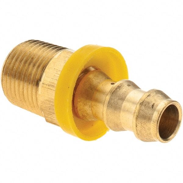 Value Collection - 3/8" ID 3/8 NPTF Barbed Push On Male Connector - Brass - Industrial Tool & Supply