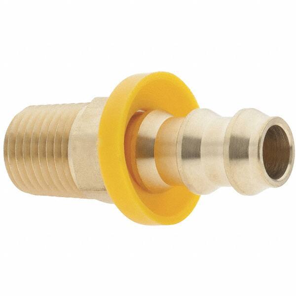 Value Collection - 3/8" ID 1/4 NPTF Barbed Push On Male Connector - Brass - Industrial Tool & Supply