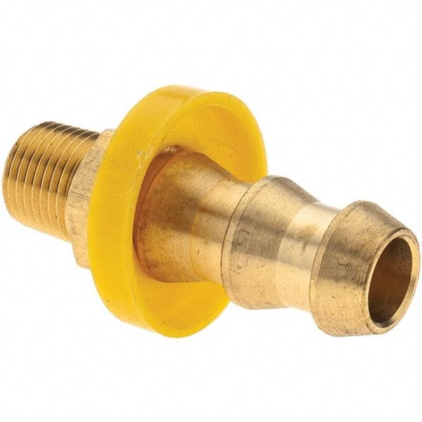 Value Collection - 3/8" ID 1/8 NPTF Barbed Push On Male Connector - Brass - Industrial Tool & Supply