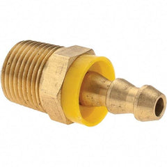 Value Collection - 1/4" ID 3/8 NPTF Barbed Push On Male Connector - Brass - Industrial Tool & Supply