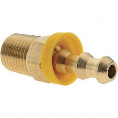Value Collection - 1/4" ID 1/4 NPTF Barbed Push On Male Connector - Brass - Industrial Tool & Supply
