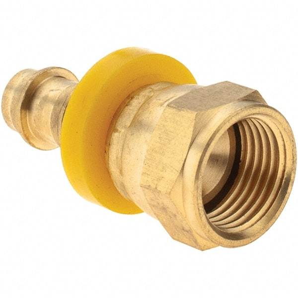 Value Collection - 3/8" ID 5/8 UNF Barbed Push On Female Connector - 3/8" OD, Brass - Industrial Tool & Supply