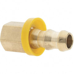 Value Collection - 3/8" ID 1/4 NPTF Barbed Push On Female Connector - 3/8" OD, Brass - Industrial Tool & Supply