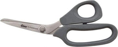 Clauss - 2-1/2" LOC, 8" OAL Stainless Steel High Leverage Scissors - Ambidextrous, Full Serrated, Glass-Filled Nylon Bent Handle, For Cutting, Kevlar - Industrial Tool & Supply