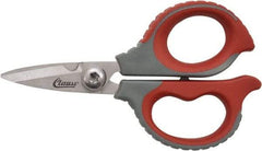 Clauss - 1/2" LOC, 6" OAL Stainless Steel High Leverage Scissors - Ambidextrous, Full Serrated, Glass-Filled Nylon Straight Handle, For Cutting, Electrical Use - Industrial Tool & Supply