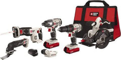 Porter-Cable - 20 Volt Cordless Tool Combination Kit - Includes Drill/Driver, Circular Saw, Reciprocating Saw, Oscillating Tool & Flashlight, Lithium-Ion Battery Included - Industrial Tool & Supply