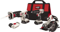 Porter-Cable - 20 Volt Cordless Tool Combination Kit - Includes 1/2" Drill/Driver, 5-1/2" Circular Saw, Compact Reciprocating Saw & Work Light, Lithium-Ion Battery Included - Industrial Tool & Supply