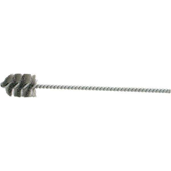 Brush Research Mfg. - 1.175" Diam Helical Stainless Steel Tube Brush - Single Spiral, 0.005" Filament Diam, 1-5/8" Brush Length, 8-1/2" OAL, 0.245" Diam Galvanized Steel Shank - Industrial Tool & Supply