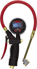 Milton - 0 to 255 psi Digital Large Bore Dual Head Tire Pressure Gauge - AAA Battery, 15' Hose Length - Industrial Tool & Supply