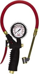 Milton - 0 to 230 psi Dial Large Bore Dual Head Tire Pressure Gauge - 15' Hose Length - Industrial Tool & Supply