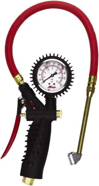 Milton - 0 to 230 psi Dial Dual Head Tire Pressure Gauge - 15' Hose Length - Industrial Tool & Supply