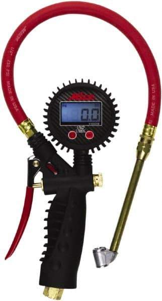 Milton - 0 to 255 psi Digital Dual Head Tire Pressure Gauge - AAA Battery, 15' Hose Length - Industrial Tool & Supply