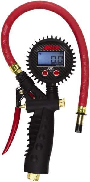 Milton - 0 to 255 psi Digital Straight Tire Pressure Gauge - AAA Battery, 15' Hose Length - Industrial Tool & Supply