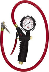 Milton - 0 to 230 psi Dial Ball Foot with Clip Tire Pressure Gauge - 36' Hose Length - Industrial Tool & Supply