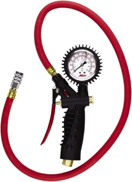 Milton - 0 to 230 psi Dial Kwik Grip Safety Tire Pressure Gauge - 36' Hose Length - Industrial Tool & Supply