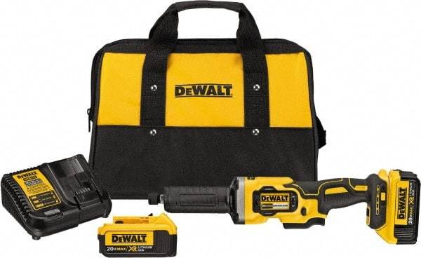 DeWALT - 1-1/2" Wheel Diam, 25,000 RPM, Cordless Angle & Disc Grinder - 1/4-20 Spindle, 20 Volts - Industrial Tool & Supply