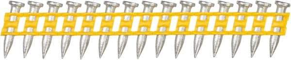 DeWALT - 9 Gauge 0.145" Shank Diam 3/4" Long Concrete Nails for Power Nailers - Steel, Zinc Finish, Smooth Shank, Angled Stick Plastic Collation, Round Head - Industrial Tool & Supply