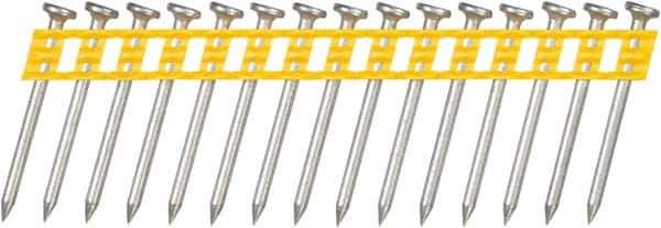 DeWALT - 13 Gauge 0.102" Shank Diam 1-1/2" Long Concrete Nails for Power Nailers - Steel, Zinc Finish, Smooth Shank, Angled Stick Plastic Collation, Round Head - Industrial Tool & Supply