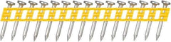 DeWALT - 13 Gauge 0.102" Shank Diam 1" Long Concrete Nails for Power Nailers - Steel, Zinc Finish, Smooth Shank, Angled Stick Plastic Collation, Round Head - Industrial Tool & Supply