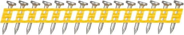 DeWALT - 13 Gauge 0.102" Shank Diam 3/4" Long Concrete Nails for Power Nailers - Steel, Zinc Finish, Smooth Shank, Angled Stick Plastic Collation, Round Head - Industrial Tool & Supply