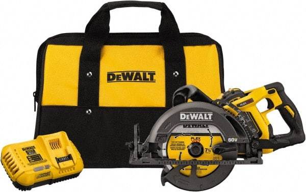 DeWALT - 60 Volt, 7-1/4" Blade, Cordless Circular Saw - 5,800 RPM, 1 Lithium-Ion Battery Included - Industrial Tool & Supply