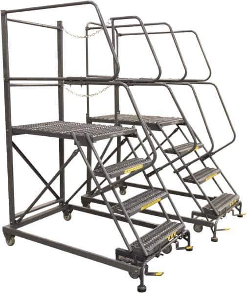 Ballymore - 86" 5 Step Single Entry Work Platform - Rolling Work Platform, 800 Lb Capacity, 50" Platform Height, 38" Base Width x 101" Base Depth, Grip Strut - Industrial Tool & Supply