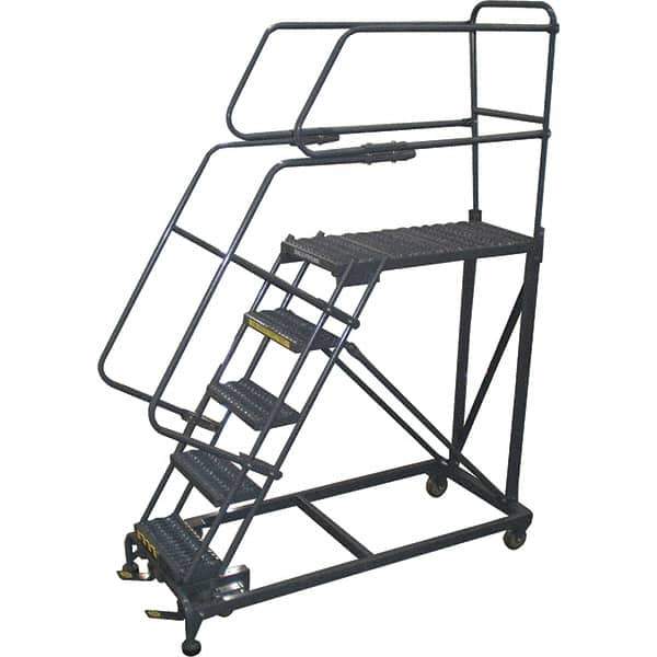 Ballymore - 86" 5 Step Single Entry Work Platform - Rolling Work Platform, 800 Lb Capacity, 50" Platform Height, 33" Base Width x 65" Base Depth, Grip Strut - Industrial Tool & Supply