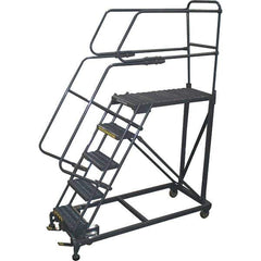 Ballymore - 86" 5 Step Single Entry Work Platform - Rolling Work Platform, 800 Lb Capacity, 50" Platform Height, 33" Base Width x 65" Base Depth, Grip Strut - Industrial Tool & Supply