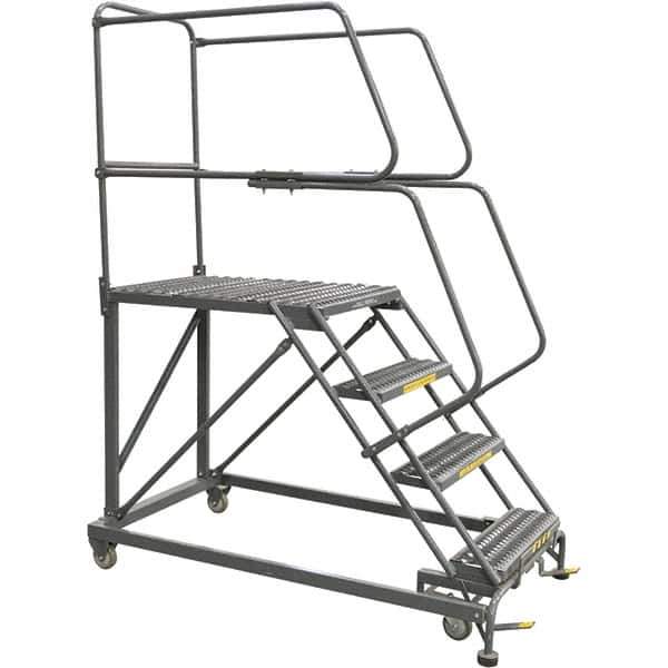 Ballymore - 76" 4 Step Single Entry Work Platform - Rolling Work Platform, 800 Lb Capacity, 40" Platform Height, 38" Base Width x 71" Base Depth, Grip Strut - Industrial Tool & Supply