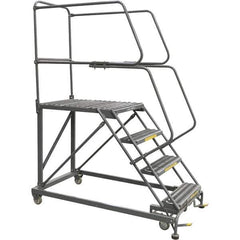 Ballymore - 76" 4 Step Single Entry Work Platform - Rolling Work Platform, 800 Lb Capacity, 40" Platform Height, 38" Base Width x 71" Base Depth, Grip Strut - Industrial Tool & Supply