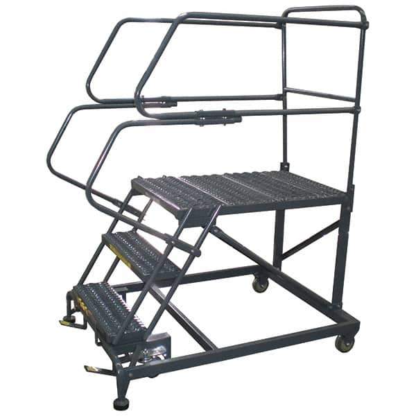 Ballymore - 66" 3 Step Single Entry Work Platform - Rolling Work Platform, 800 Lb Capacity, 30" Platform Height, 38" Base Width x 53" Base Depth, Grip Strut - Industrial Tool & Supply