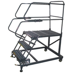 Ballymore - 66" 3 Step Single Entry Work Platform - Rolling Work Platform, 800 Lb Capacity, 30" Platform Height, 38" Base Width x 53" Base Depth, Grip Strut - Industrial Tool & Supply