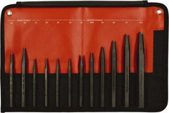 Mayhew - 12 Piece, 3/32 to 3/8", Center & Prick Punch Set - Hex Shank, Steel, Comes in Kit Bag - Industrial Tool & Supply