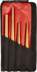 Mayhew - 4 Piece, 3/4 to 7/16", X-Long Punch - Round Shank, Brass, Comes in Kit Bag - Industrial Tool & Supply