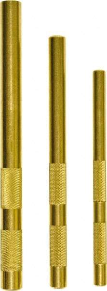 Mayhew - 3 Piece, 3/8 to 5/8", Drift Punch Set - Round Shank, Brass, Comes in Plastic Tray - Industrial Tool & Supply