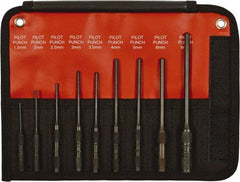 Mayhew - 9 Piece, 1.5 to 8mm, Pin & Pilot Punch Set - Hex Shank, Steel, Comes in Kit Bag - Industrial Tool & Supply