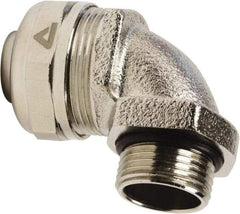 Anaconda Sealtite - 16mm Trade, Nickel Plated Brass Threaded 90° Liquidtight Conduit Connector - Partially Insulated - Industrial Tool & Supply