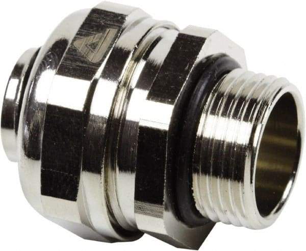 Anaconda Sealtite - 16mm Trade, Nickel Plated Brass Threaded Straight Liquidtight Conduit Connector - Partially Insulated - Industrial Tool & Supply