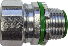 Anaconda Sealtite - 1-1/4" Trade, Zinc Plated Steel Threaded Straight Liquidtight Conduit Connector - Insulated - Industrial Tool & Supply