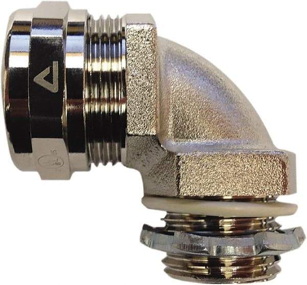 Anaconda Sealtite - 1-1/4" Trade, 316 Stainless Steel Threaded 90° Liquidtight Conduit Connector - Partially Insulated - Industrial Tool & Supply