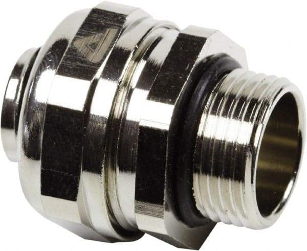 Anaconda Sealtite - 1" Trade, Nickel Plated Brass Threaded Straight Liquidtight Conduit Connector - Partially Insulated - Industrial Tool & Supply