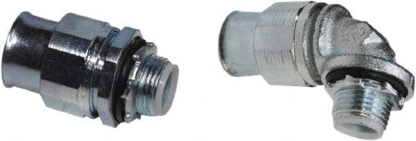 Anaconda Sealtite - 1/2" Trade, Zinc Plated Steel Threaded 90° Liquidtight Conduit Connector - Insulated - Industrial Tool & Supply