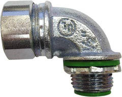 Anaconda Sealtite - 3" Trade, Zinc Plated Steel Threaded 45° Liquidtight Conduit Connector - Insulated - Industrial Tool & Supply
