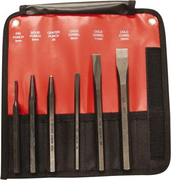 Mayhew - 6 Piece, 9/32 to 5/32", Pin & Pilot Punch Set - Hex Shank, Steel, Comes in Kit Bag - Industrial Tool & Supply