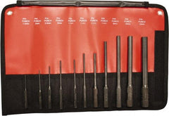 Mayhew - 11 Piece, 1.5 to 12mm, Pin Punch Set - Hex Shank, Steel, Comes in Kit Bag - Industrial Tool & Supply