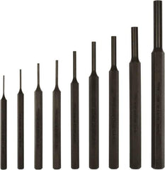 Mayhew - 9 Piece, 1.5 to 10mm, Pin Punch Set - Hex Shank, Steel, Comes in Kit Bag - Industrial Tool & Supply